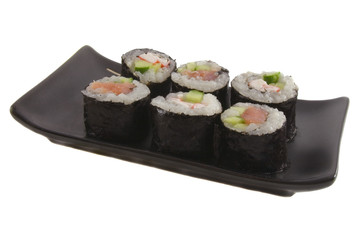 sushi on plate isolated over white