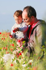 Fototapeta premium happy father and son outdoors