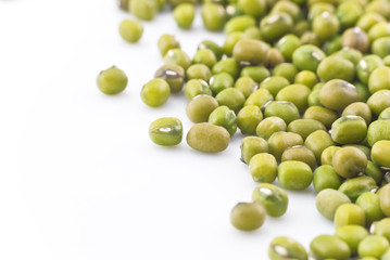 Mung Beans Closeup on White