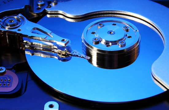 Hard disk drive (toned in blue)