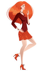 Beautiful fashion woman in red