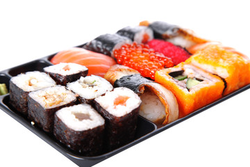 japanese traditional sushi isolated on white