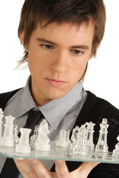 a man with a chess board