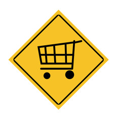 Shopping cart road sign