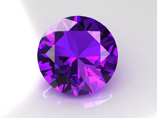 Round purple amethyst gemstone