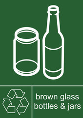 Recycling Sign Brown Glass