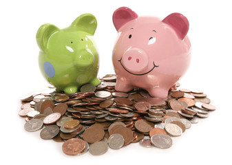 piggy bank moneybox with British currency coins