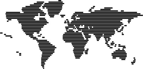 World map in vector format - black and white