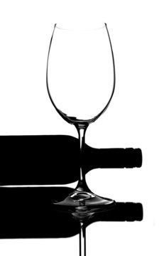 recommend clip art: Wine bottle and glass silhouette
