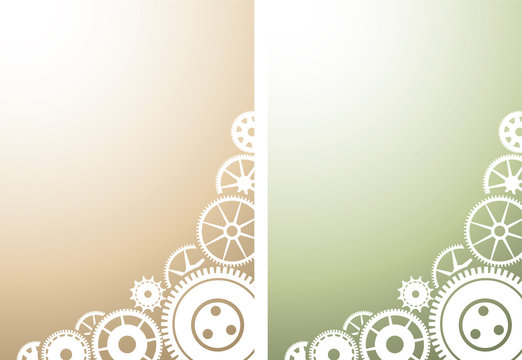 Two mechanical background with gears, copy-space vector