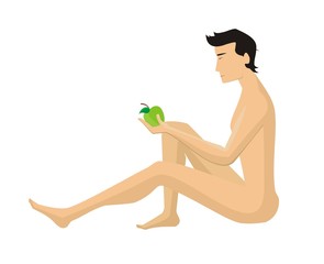 Adam to eat of the forbidden fruit on a white background