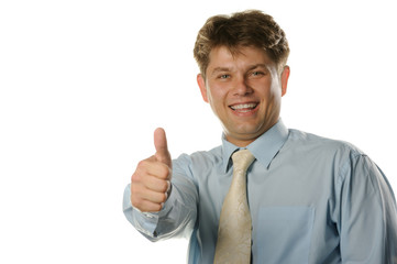 The young businessman with approving gesture