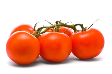 Fresh tomatoes. Macro studio isolated on white.