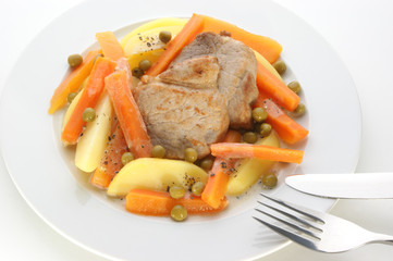 potato with carrot and pork chops