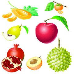 Mango, pear, peach, apple, pomegranate