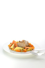 potato with carrot and pork chops