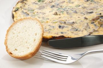 omelet with mushroom and spring onion
