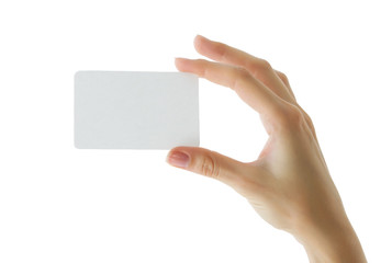 Paper card in woman hand