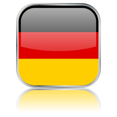 Square German Flag button with reflection