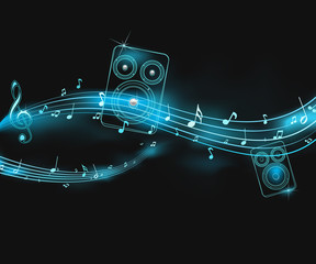 musical illustration with neon lights