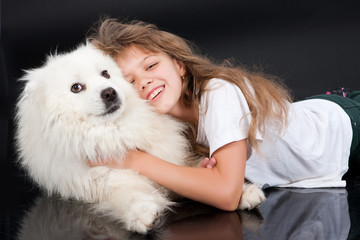 Girl And Husky