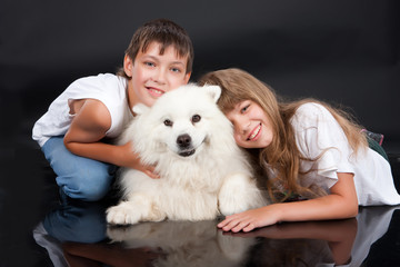 Girl, Boy And Husky