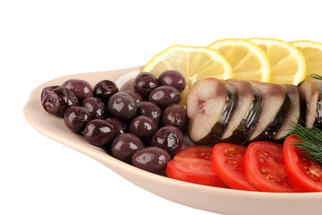 smoked fish served with vegetables