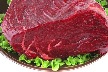 huge uncooked meat on plate