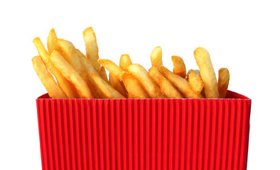 French fries potatoes in red