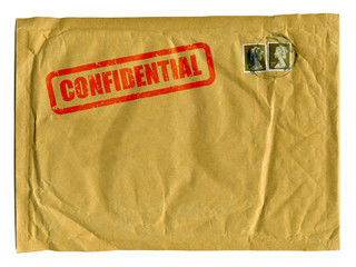 Large brown envelope with Confidential stamped on it in red ink