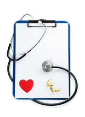 Clipboard with stethoscope