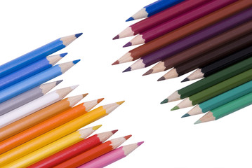 Color pencils isolated on white. Clipping path