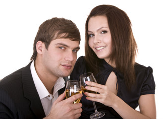 Couple of girl and man. Love.