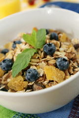 Cereals and fresh blueberries
