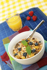 Cereals with fresh blueberries