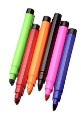 Colorful pens isolated on white