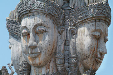 Fototapeta na wymiar Details of wooden temple in Pattaya, Thailand