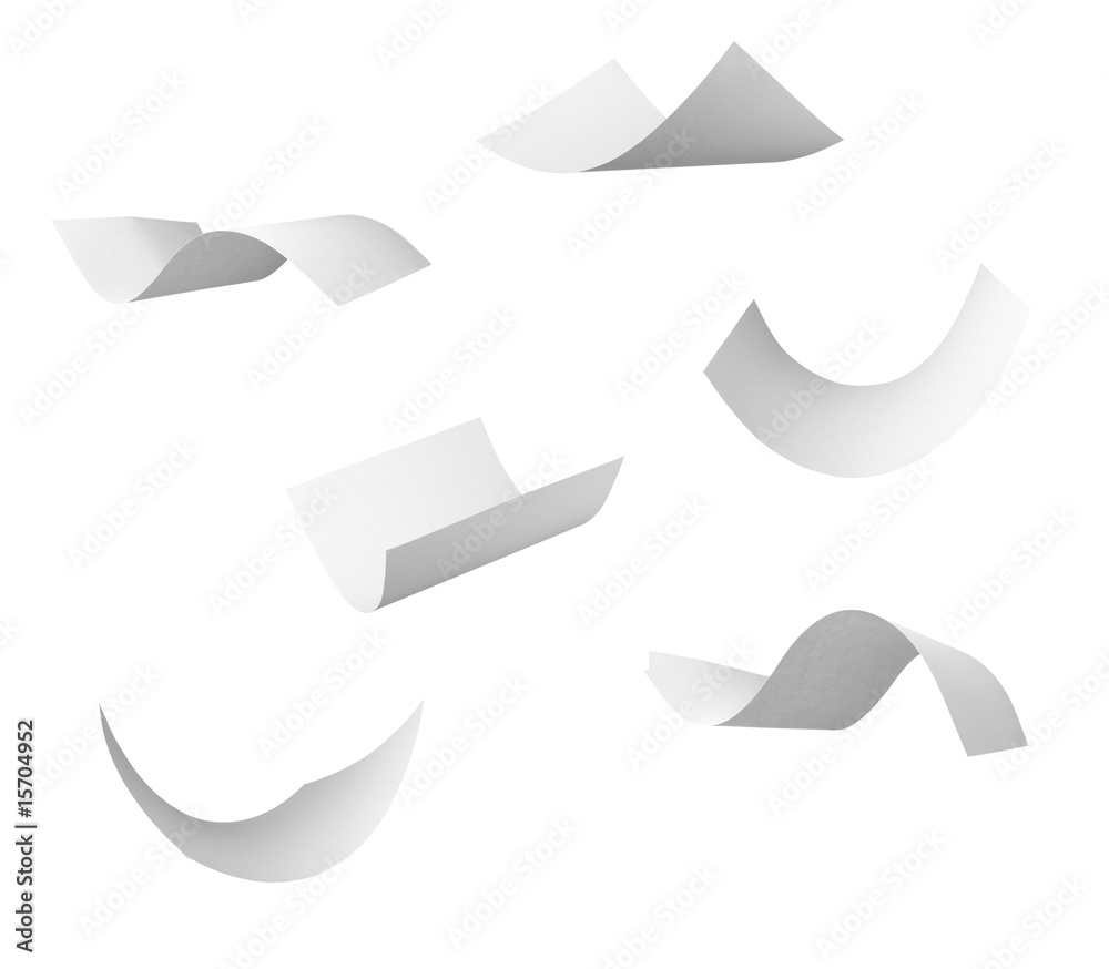 Sticker blank curl paper flying in wind