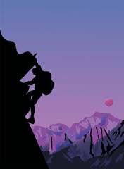 Fototapeta premium rock climber at sunset