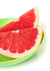 Slices of grapefruit on a plate
