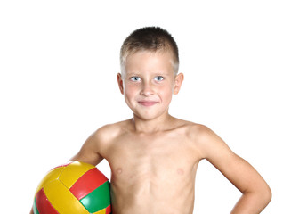young boy holding football