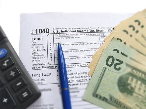 US Individual tax return form 1040 closeup, annual money payment, american taxation diversity