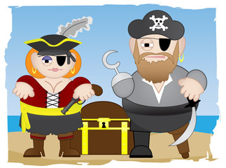 Pirates stand on beach