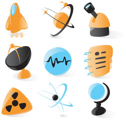 Set of smooth and glossy science icons