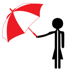 woman with red and white umbrella