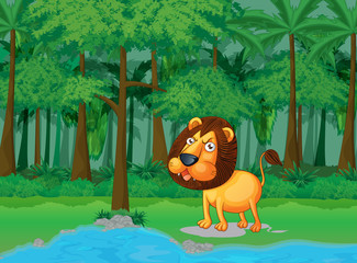 rainforest and water cartoon scene