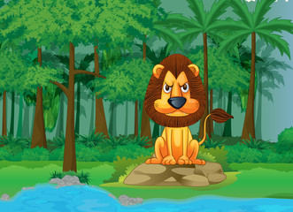 Fototapeta premium rainforest and water cartoon scene