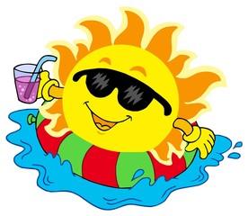 Sun with drink in water