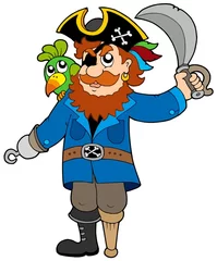Papier Peint photo Lavable Pirates Pirate avec perroquet et sabre