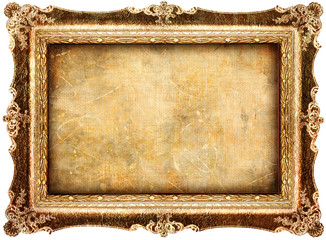 antique frame with old canvas